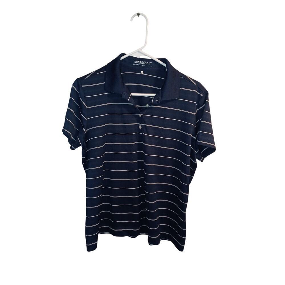 Nike Golf Polo Shirt Dri Fit Mens Xl Blue With White Stripes